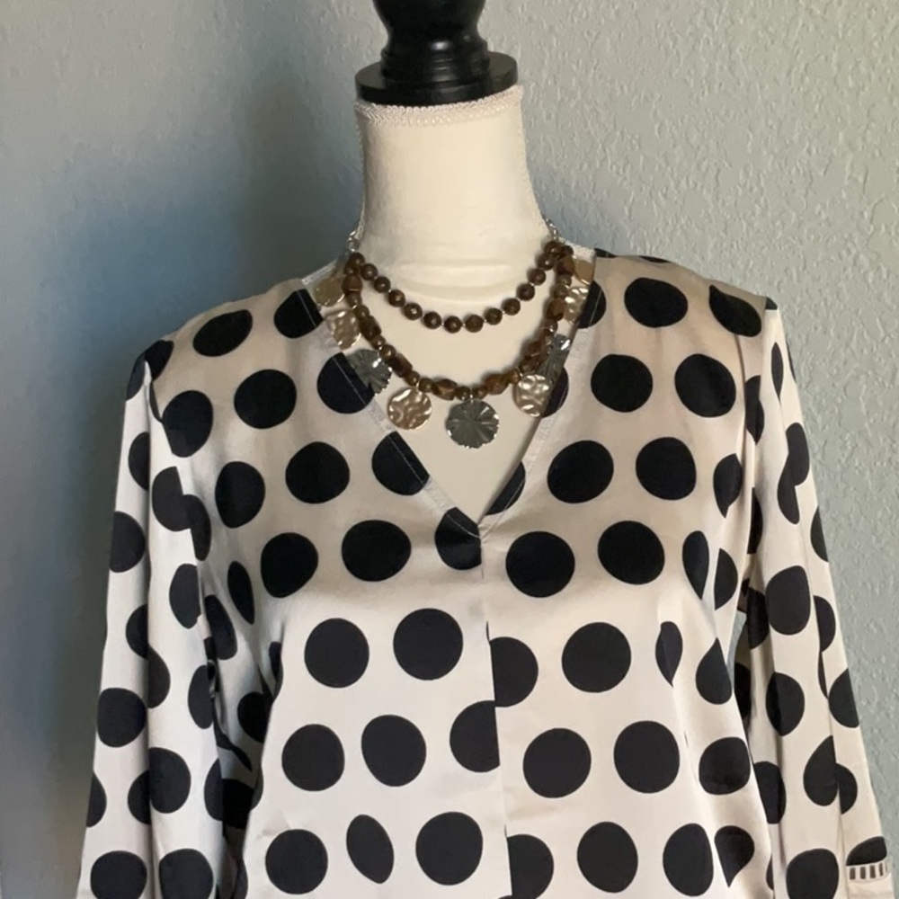 INC International Concepts Black and White Polka Dot Blouse